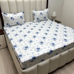 Pure Decor Velar Fur Sib White Printed Pure Cotton 350TC King Bedsheet Set 2.74m x 2.74m-image-32