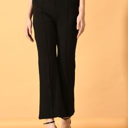 HERE&NOW Women Comfort Flared Wrinkle Free Trousers-picture-34