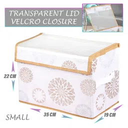 Kuber Industries White & Grey Printed Foldable Drawer Organiser Transparent Lid image 4