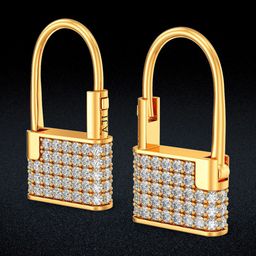 Joyalukkas Lock Charm Gold Hoop Earrings-picture-16