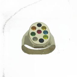R G MART Ashtadhatu 9 Stone Square Jadit Brass Gold Plated Ring (18)-37