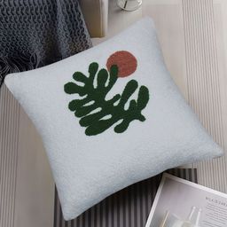 CAZIMO White & Green Floral Embroidered Square Cushion Cover-image-51