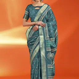Anouk Rustic Ethnic Motifs Zari Silk Cotton Sungudi Saree-picture-11