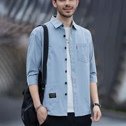 StyleCast Men Solid Spread Collar Cotton Casual Shirt-image-72