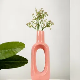 Myntra Elegant Homes Pink Ceramic StonewareGloss Vase-picture-3