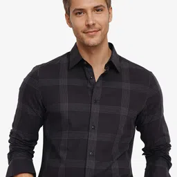 RARE RABBIT Men Comfort Spread Collar Checked Cotton Casual Shirt-image-35