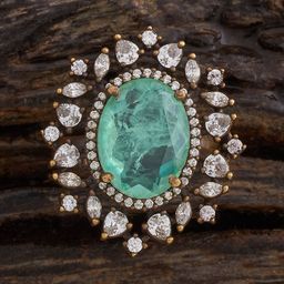 Kushal's Fashion Jewellery Gold-Plated Zircon-Studded Adjustable Finger Ring-image-70