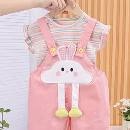 StyleCast x Revolte Girls Self Design Dungarees and T-shirt-image-34