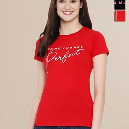 Mast & Harbour Women Typography 3 Printed Applique T-shirt-image-52