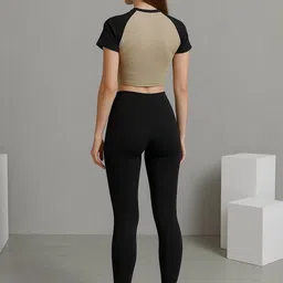SZN Women Typography Colourblocked Slim Fit T-shirt-picture-8