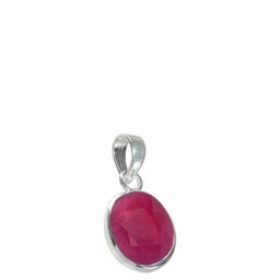 GenZcomplex Unisex Silver-Plated Ruby Stones Studded Oval Shaped Pendant-15