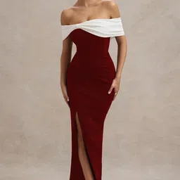 Genzy Off-Shoulder Crepe Bodycon Maxi Dress-picture-26