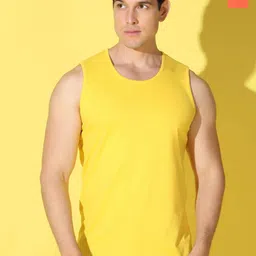 WOOSTRO Pack Of 2 Printed Super Combed Cotton Gym Vests VWS26(PLAIN YELLOW)(ALONE ORANGE)-picture-8