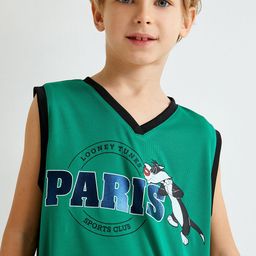 Koton Boys Varsity Printed V-Neck T-shirt-image-67
