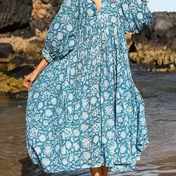 DMPRSN ATTIRE Floral Print Tie-Up Neck Fit & Flare Dress-picture-26