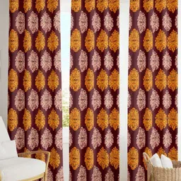 POORAK Red 3 Pieces Geometric Sheer Door Curtain-17
