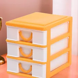 Kuber Industries White & Yellow Reusable 3-Layer Drawer Organiser image 1