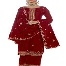 DRAVINAM Trends Zari Ethnic Motifs Embroidered Unstitched Dress Material-image-80