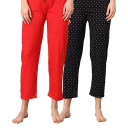FIT N FAME Pack Of 2 Women Printed Cotton Lounge Pyjamas-picture-0