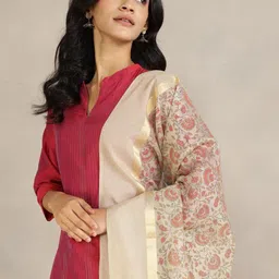 Fabindia Floral Printed Cotton Silk Dupatta-picture-23