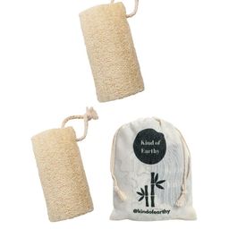 Kind of Earthy Set Of 2 Natural Gourd Plant Loofah With Reusable Potli Pouch-45