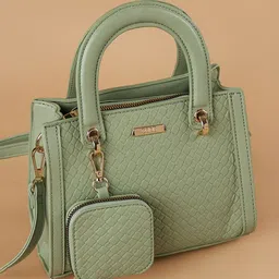 CODE by Lifestyle Women Textured Baguette Zip Detail Satchel Bag with Pouch-69