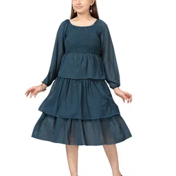 BAESD Puff Sleeve Georgette Fit & Flare Midi Dress-image-62