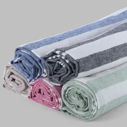 Aura 5-Pcs Pink & Blue Striped 180 GSM Pure CottonHandTowel-image-68