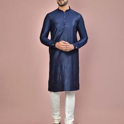Arihant Rai Sinha Mandarin Collar Cotton Silk Straight Kurta-image-21