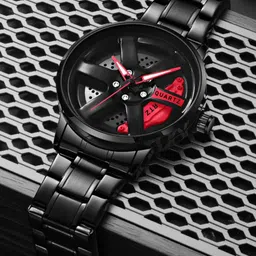 EMPERO Men Brass Patterned Dial & Stainless Steel Wrap Around Straps Analogue Watches Red Wheel Watch 2-image-7