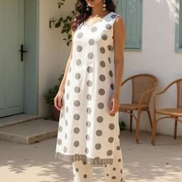 SZN Women Geometric Printed Cotton Kurta with Trousers-image-22