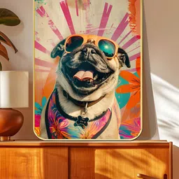 Livin'luxe Beige & Orange Birds and Animals Wooden Funky Dog Wall Art-picture-49