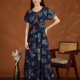 9shines Label Women Floral Printed Regular Maxi Nightdress-image-54