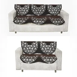 Fashion Throw Coffee Brown & White Printed Jacquard 4 Piece Sofa Cover-image-85
