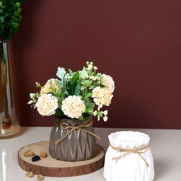 TAYHAA Rustic Charm White & Brown 2 Pieces Textured Ceramic Vases-30