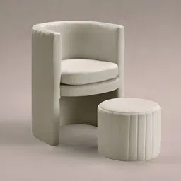 nestroots Beige Wooden Lounge Chair With Ottoman Footrest-image-40