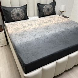 Pure Decor Royal Majestic Grey Printed Pure Cotton 300 TC King Bedsheet Set 2.74x 2.74 m-image-38