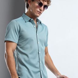 THE BEETEL HOUSE Textured Spread Collar Polycotton Regular Fit Casual Shirt-image-82