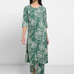 RANGMANCH BY PANTALOONS Women Floral Printed Regular Kurta with Trousers-47