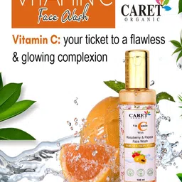 CARET ORGANIC Set Of 5 Vitamin C Face Wash With Raspberry & Papaya - 100 ml Each image 5