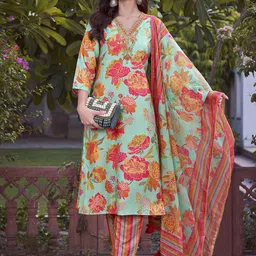 KALINI Floral Printed Kurta with Trousers & Dupatta-picture-21