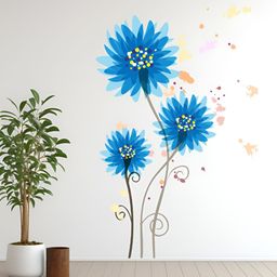 Myntra Elegant Homes Blue & Pink Flowers Printed Wall Stickers-15
