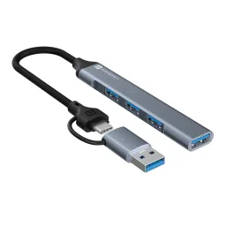 grey Portronics Mport 31 Pro 4-in-1 USB Hub to connect your keyboard/mouse/printer at once.-61