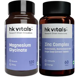 HK VITALS Set Of 2 Magnesium Glycinate - 120 Tablets With Zinc Supplements - 60 Tablets-49