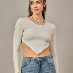 R.Code by The Roadster Life Co. Women Ribbed Fitted Crop Top-image-94