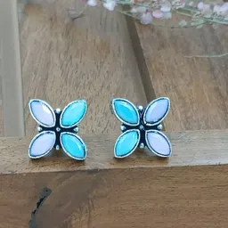 BLACKBOX Artificial Stones Studded Floral Shaped Oxidised Studs-27