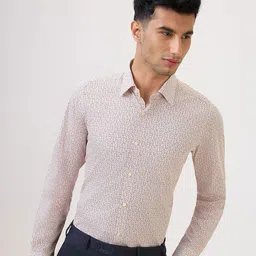 Raymond Men Geometric Printed Pure Cotton Cutaway Collar Formal Shirt-image-67