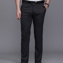 Raymond Men Checked Slim Fit Formal Trousers-image-93
