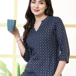 KALAMIR Ethnic Motifs Printed Mandarin Collar Cotton Top-picture-11