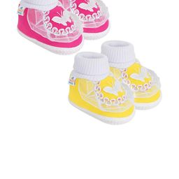 NESKA MODA 12 To 18 Month Non Slip Set of 2 Pair Cotton Butterfly Frill Baby Booties-image-85